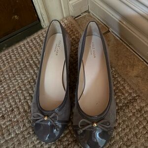 Cole Haan Women's Gray Suede Flats with Patent Toe
